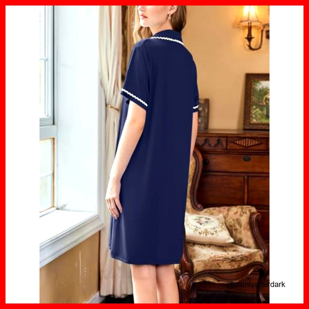 Polyester Blend Button Down Sleepshirt Nightgown … - image 3